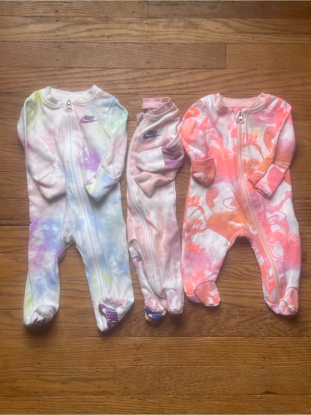 Nike Baby Tie-Dye Footed One-Piece - Pink, Purple & Pastel newborn and 3 month